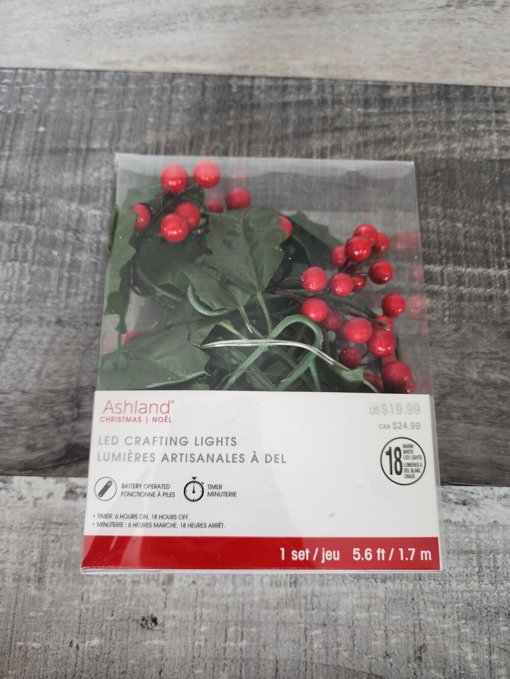 NEW Ashland LED Crafting Lights 18 LED String Christmas Noel Battery Timer 6ft